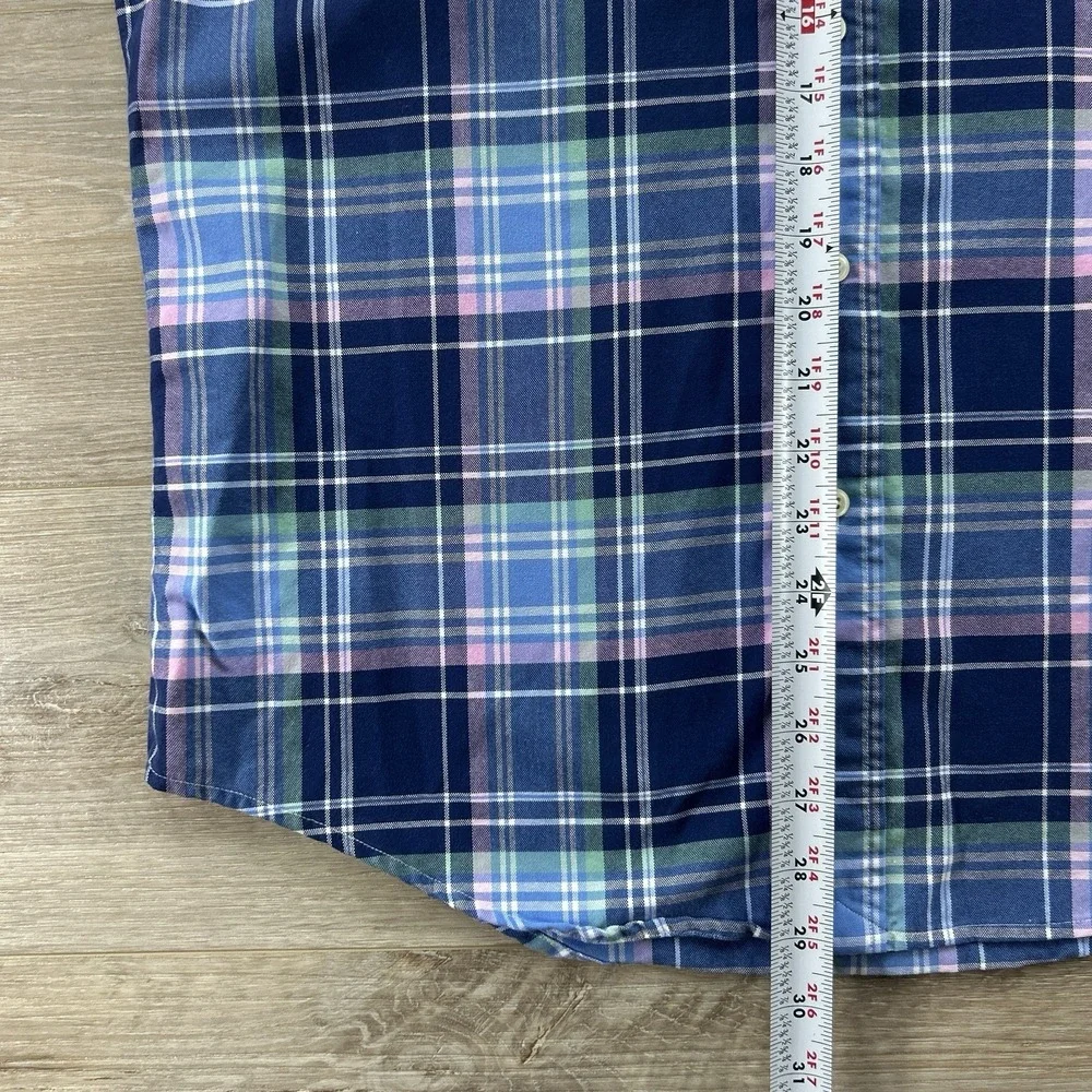 Polo Ralph Lauren Medium Blue Plaid Long Sleeve Button Down Flesh Pony